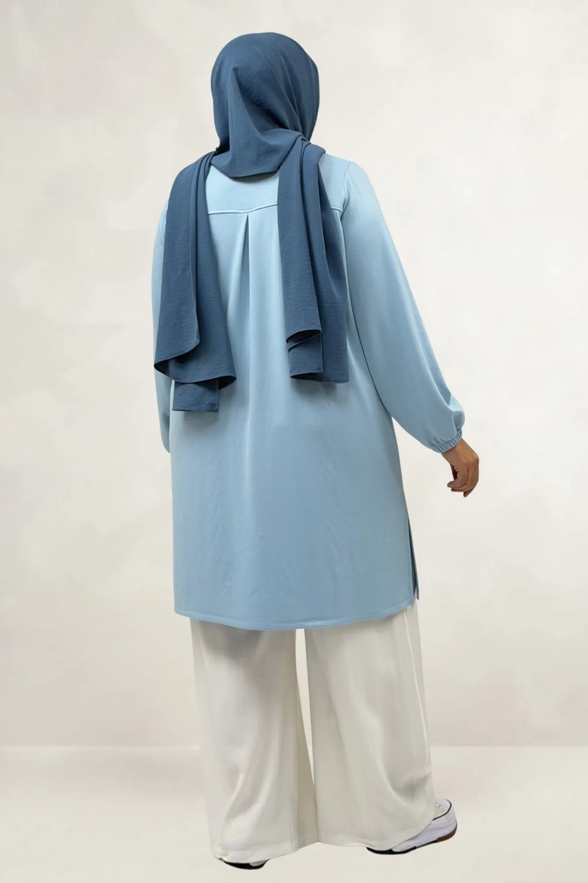 68080 Büyük Beden Basic Modal Tunik - Bebe Mavi