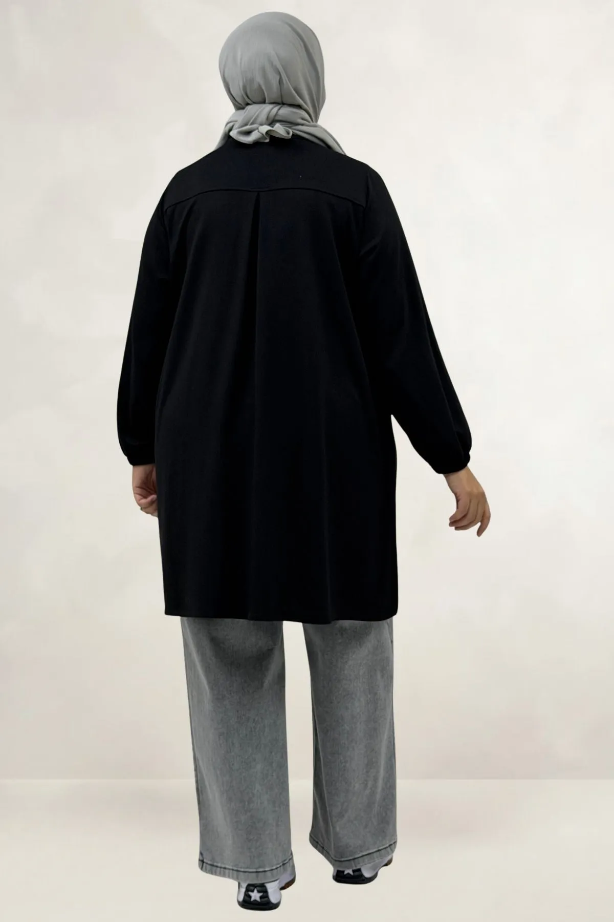 68080 Büyük Beden Basic Modal Tunik - Siyah