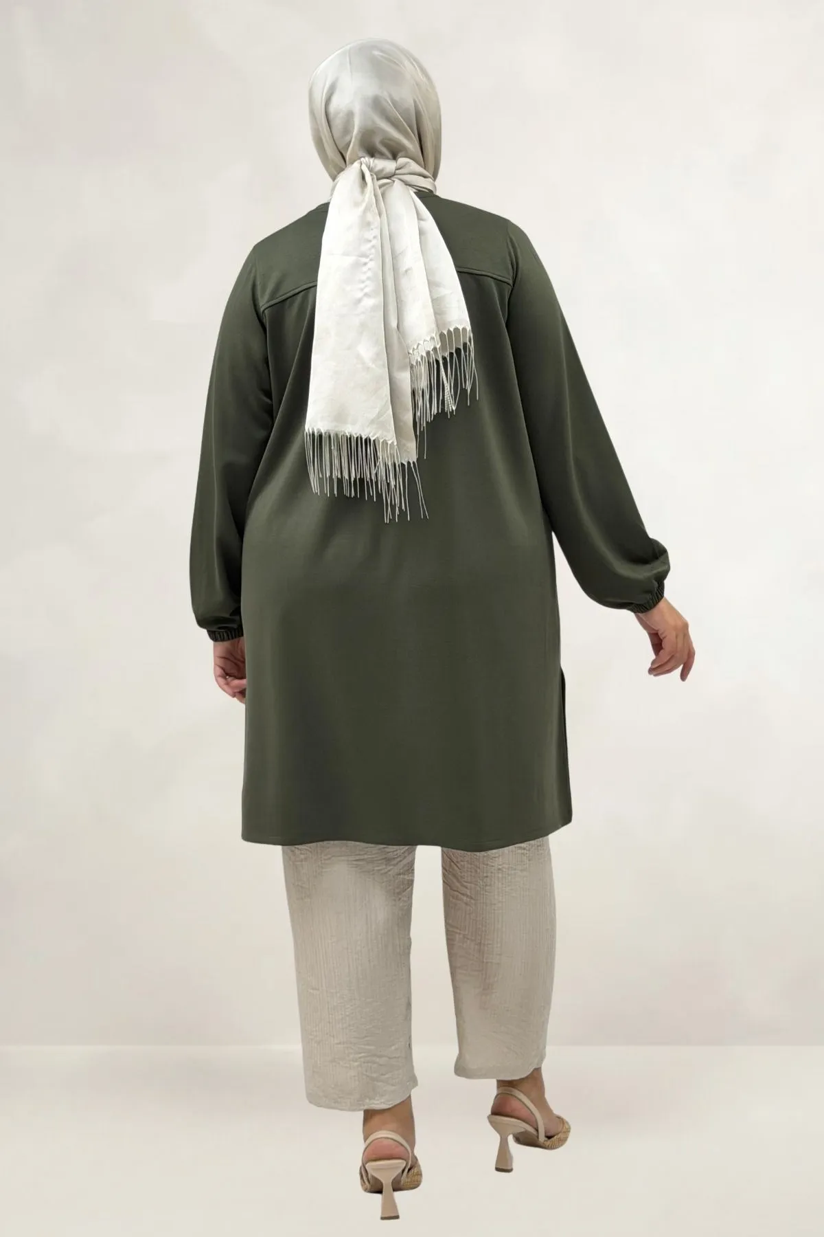 68080 Büyük Beden Basic Modal Tunik - Haki
