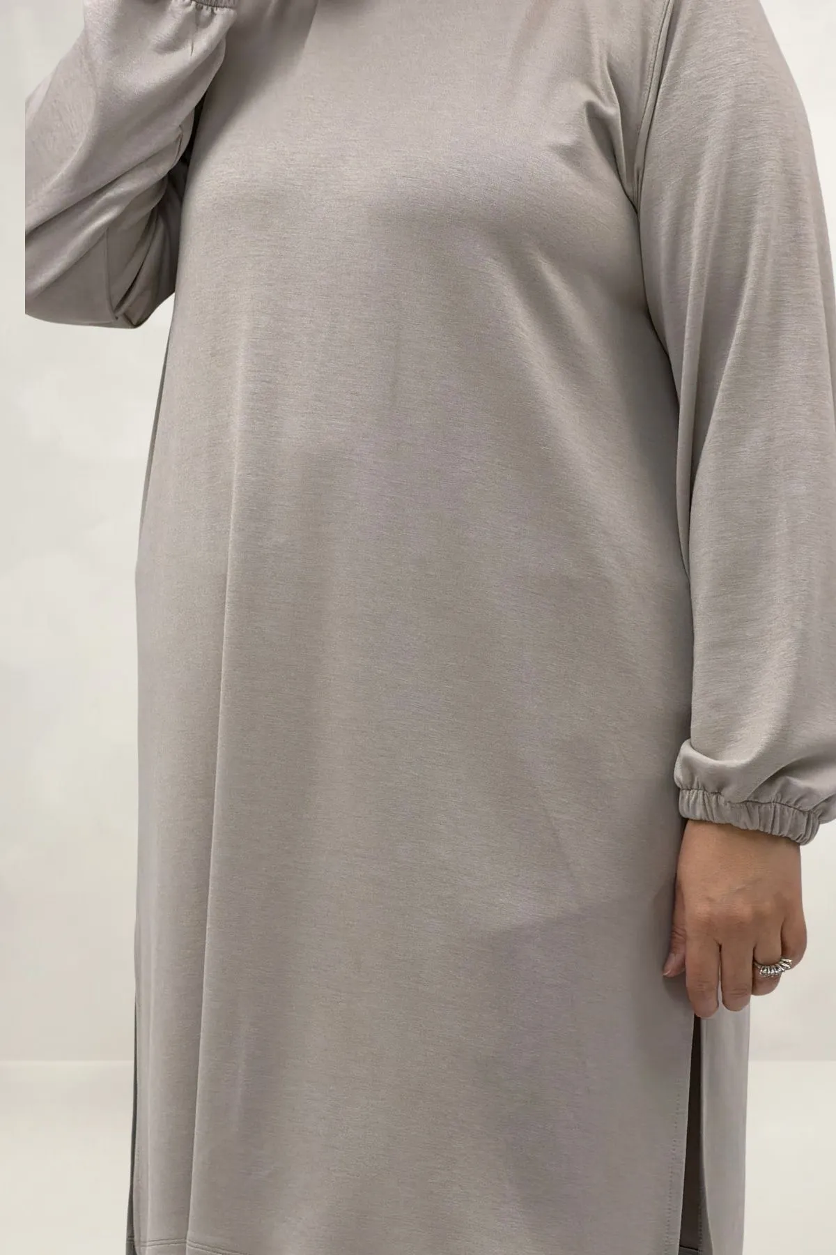 68080 Büyük Beden Basic Modal Tunik - Bej