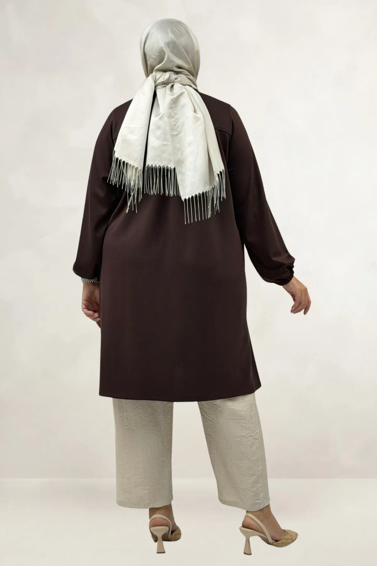 68080 Büyük Beden Basic Modal Tunik - Kahve