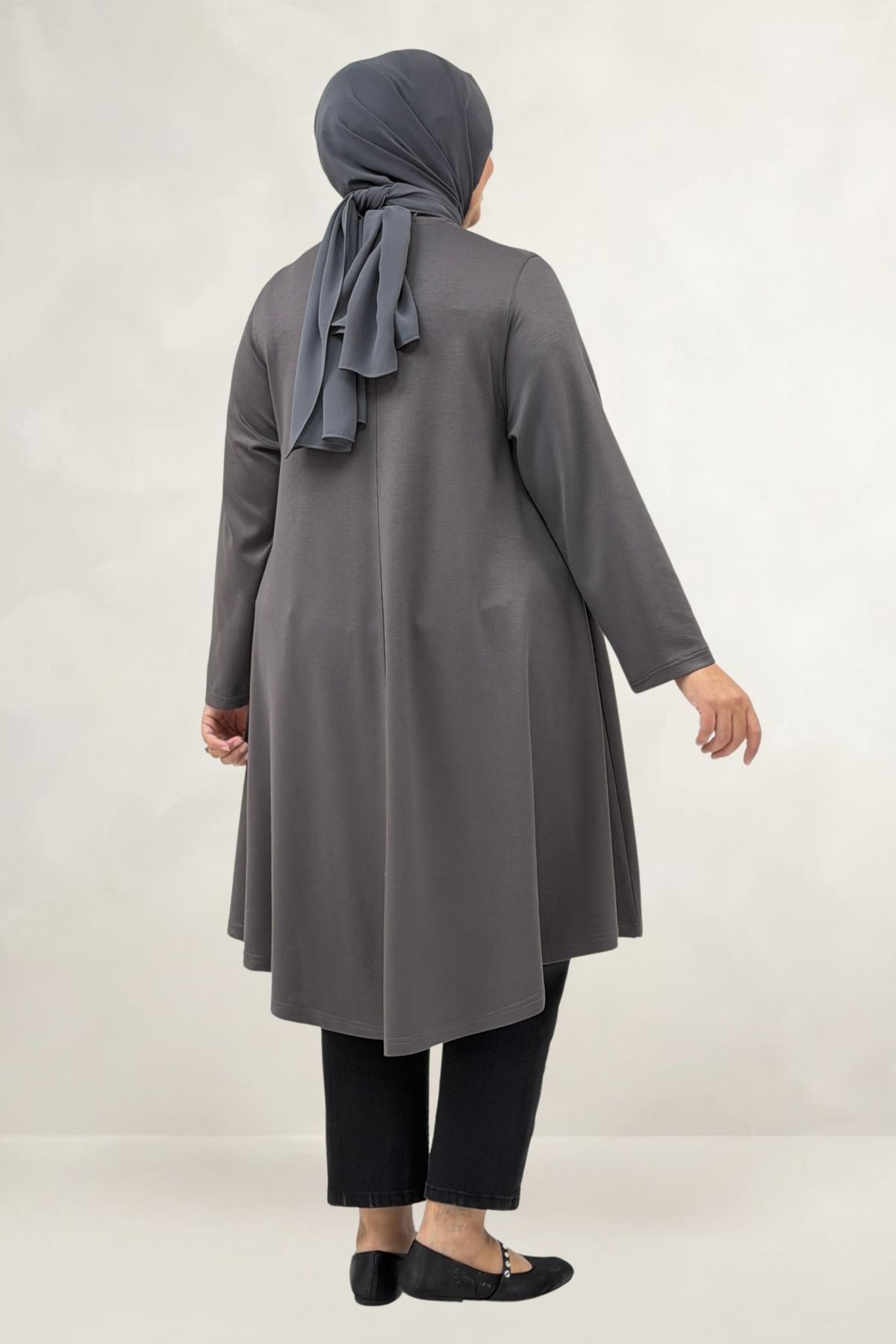 68091 Büyük Beden Basic Modal Tunik - Antrasit