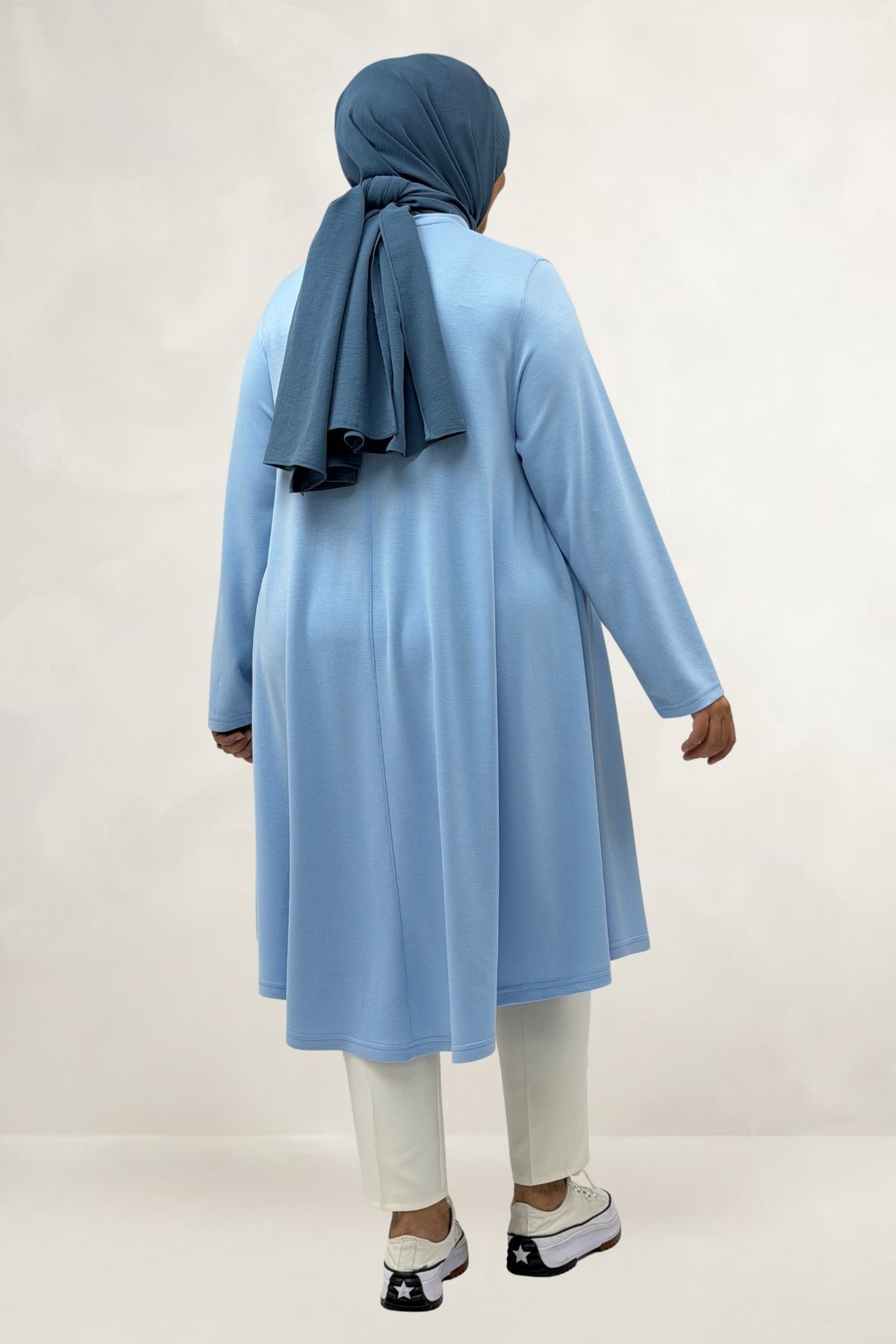 68091 Büyük Beden Basic Modal Tunik - Bebe Mavi
