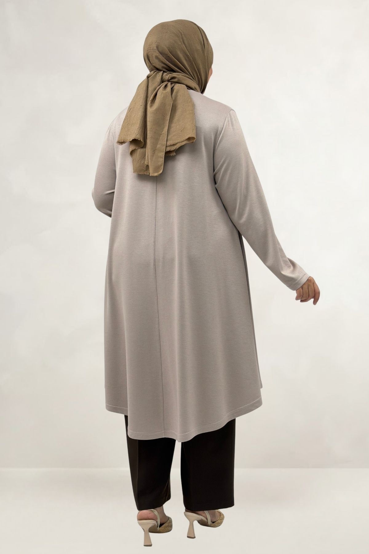 68091 Büyük Beden Basic Modal Tunik - Bej