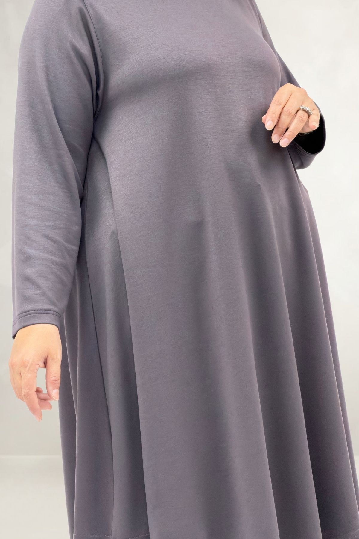 68091 Büyük Beden Basic Modal Tunik - Antrasit