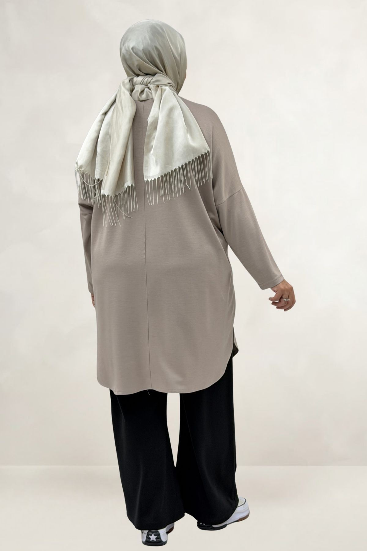 68091 Büyük Beden Basic Modal Tunik - Bej