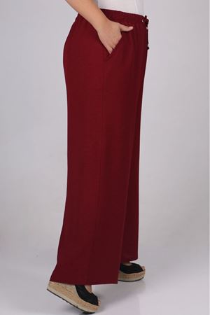 F-9170 Büyük Beden Bol Paça Moskino Pantolon - Bordo