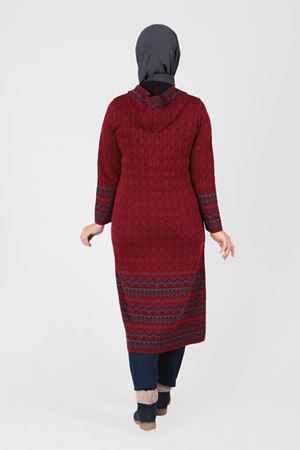 S-Büyük Beden Tesettür  Triko Ceket 9301 Kırmızı