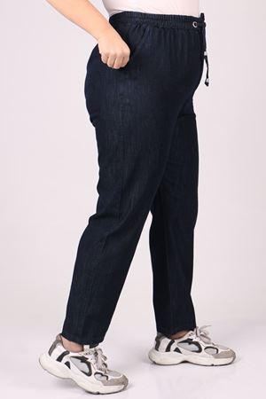 29001 Büyük Beden Dar Paça Kot Pantolon - Koyu Lacivert