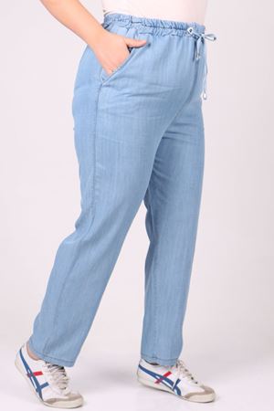 29001 Büyük Beden Dar Paça Kot Pantolon - Buz Mavi