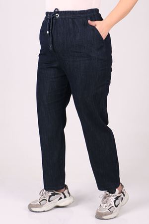 29001 Büyük Beden Dar Paça Kot Pantolon - Koyu Lacivert