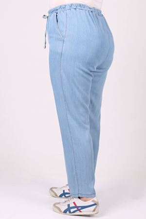 29001 Büyük Beden Dar Paça Kot Pantolon - Buz Mavi