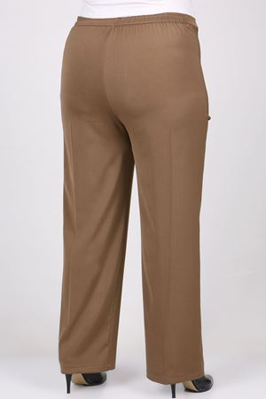 F-29021 Büyük Beden Beli Düğmeli En Boy Likra Pantolon - Vizon