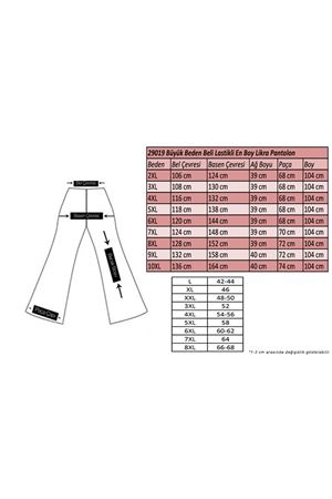 F-29019 Büyük Beden Beli Lastikli En Boy Likra Pantolon - Saks