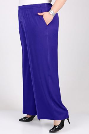 F-29019 Büyük Beden Beli Lastikli En Boy Likra Pantolon - Saks