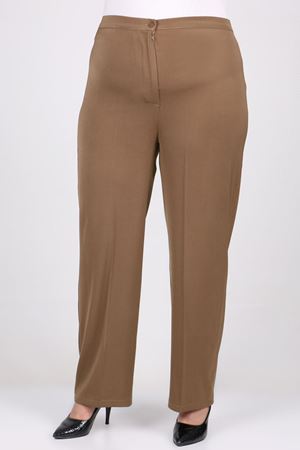 F-29021 Büyük Beden Beli Düğmeli En Boy Likra Pantolon - Vizon