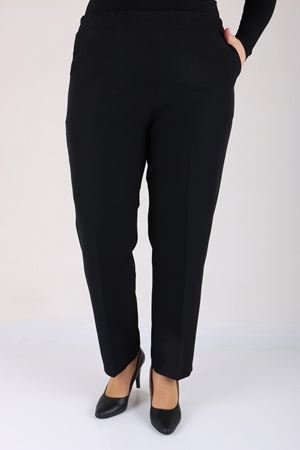 SHRNR290140 Büyük Beden Beli Lastikli Boru Paça Pantolon - Siyah