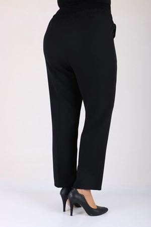 SHRNR290140 Büyük Beden Beli Lastikli Boru Paça Pantolon - Siyah