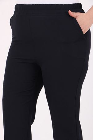 SHRNR290140 Büyük Beden Beli Lastikli Boru Paça Pantolon - Lacivert