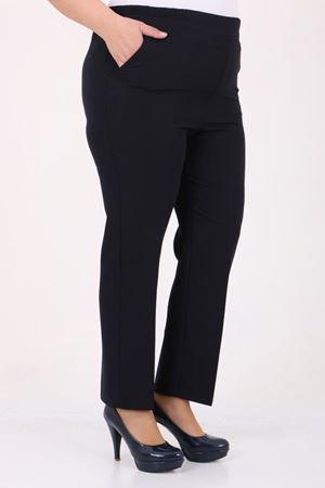 SHRNR290140 Büyük Beden Beli Lastikli Boru Paça Pantolon - Lacivert