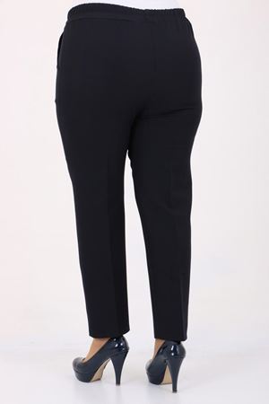 SHRNR290140 Büyük Beden Beli Lastikli Boru Paça Pantolon - Lacivert