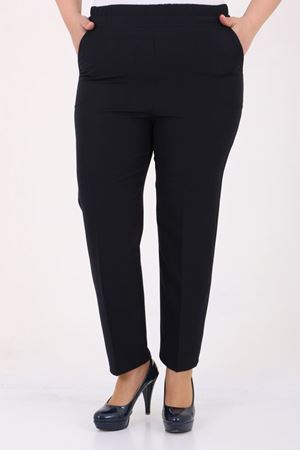 SHRNR290140 Büyük Beden Beli Lastikli Boru Paça Pantolon - Lacivert