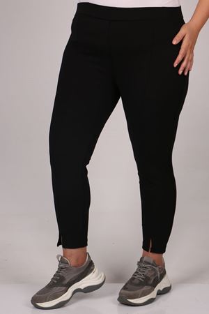 29503 Büyük Beden Önü Yırtmaçlı Scuba Tayt - Siyah