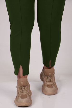 29503 Büyük Beden Önü Yırtmaçlı Scuba Tayt - Zümrüt