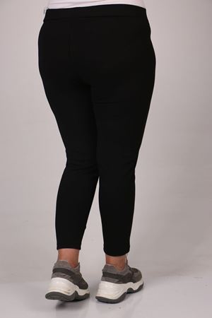 29503 Büyük Beden Önü Yırtmaçlı Scuba Tayt - Siyah