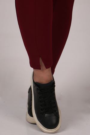 29503 Büyük Beden Önü Yırtmaçlı Scuba Tayt - Bordo