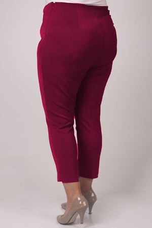 F-29029 Büyük Beden Yandan Fermuarlı Dar Paça Pantolon-Mürdüm