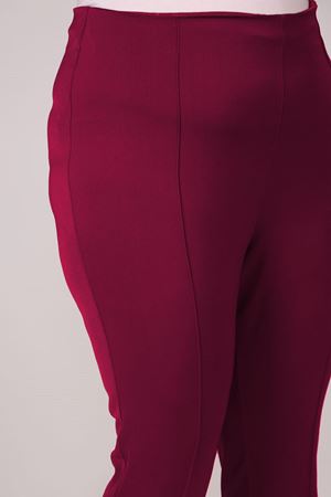 F-29029 Büyük Beden Yandan Fermuarlı Dar Paça Pantolon-Mürdüm