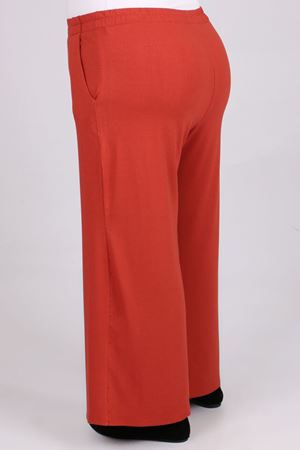 39000 Büyük Beden Yüksek Beli Lastikli Penye Pantolon-Kiremit