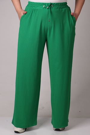 39012 Büyük Beden Bürümcük Bol Paça Pantolon-Benetton