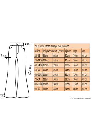 29031 Büyük Beden İspanyol Paça Pantolon-Bej