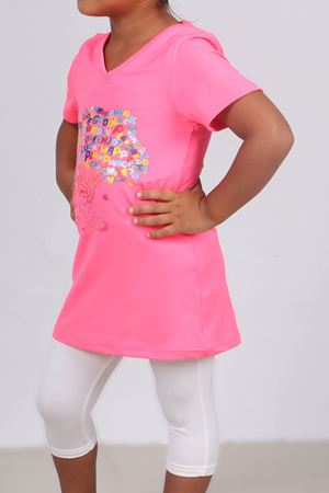 1708 -1 Ağaç Baskılı Çocuk Havuz Mayosu-Pembe-Beyaz