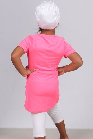 1708 -1 Ağaç Baskılı Çocuk Havuz Mayosu-Pembe-Beyaz