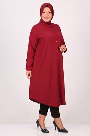 38048 Büyük Beden Hakim Yaka Moskino Gömlek -Bordo