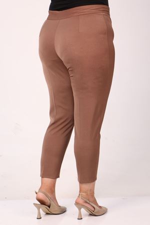 F-39028 Büyük Beden Önü Yırtmaçlı Dar Paça Pantolon - Vizon