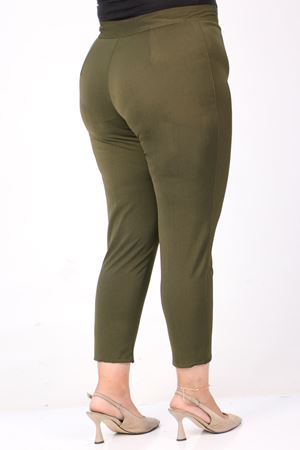 F-39028 Büyük Beden Önü Yırtmaçlı Dar Paça Pantolon - Haki