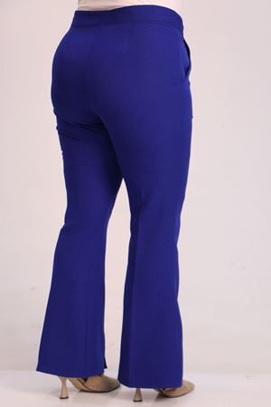 F-39031 Büyük Beden Önü Yırtmaçlı İspanyol Pantolon - Saks