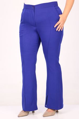 F-39031 Büyük Beden Önü Yırtmaçlı İspanyol Pantolon - Saks