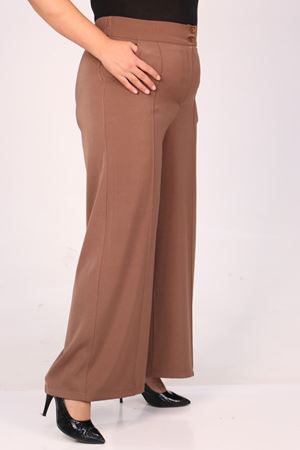 39037 Büyük Beden Aspen Beli Lastikli Pantolon - Vizon