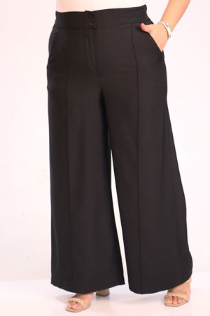 39037 Büyük Beden Aspen Beli Lastikli Pantolon - Siyah