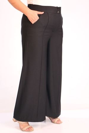 39037 Büyük Beden Aspen Beli Lastikli Pantolon - Siyah