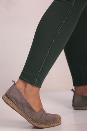 29506 Büyük Beden Yanı Şeritli  Scuba Tayt - Zümrüt