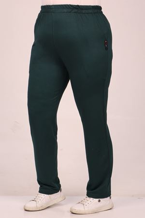 F-39503 Büyük Beden Kristal İki İplik Eşofman Altı -Zümrüt