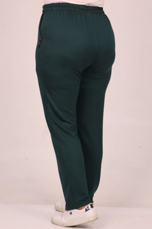 F-39503 Büyük Beden Kristal İki İplik Eşofman Altı -Zümrüt