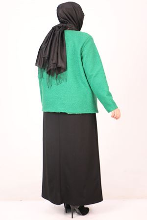 33110 Büyük Beden Kıvırcık Kuzu Düğmeli Ceket-Benetton