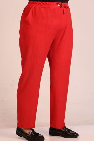 39011 Büyük Beden Bürümcük Dar Paça Pantolon-Nar Çiçeği